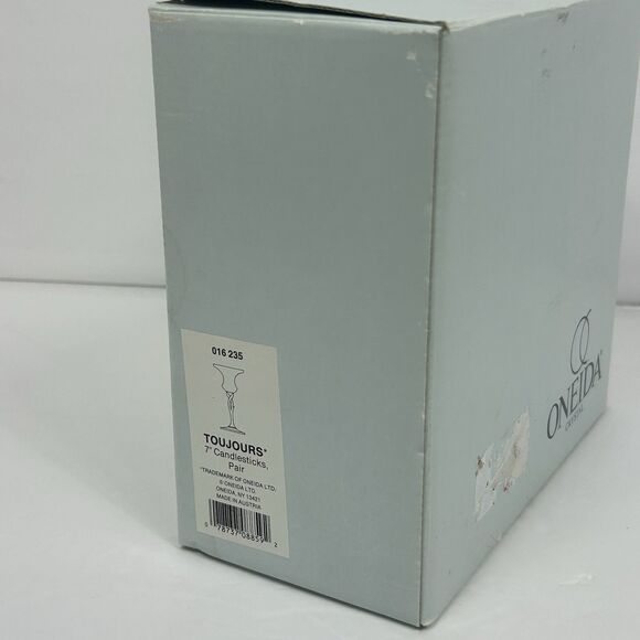Oneida Crystal Open Twist Toujours 7" CandleStick Holders With Box 016 235 NOS - Picture 13 of 14
